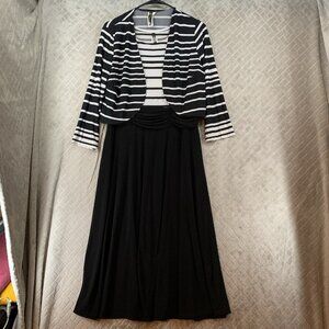 Julian Taylor Women 12 Dress & Shirt Two Piece Black White Long Midi Fit & Flare